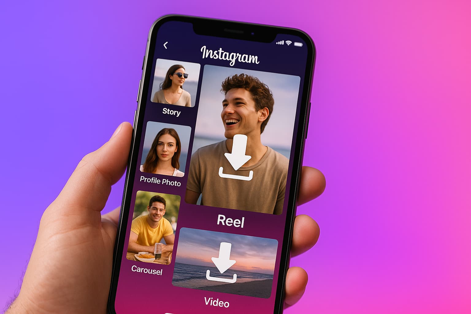 Pessoa usando aplicativo do Instagram em um laptop